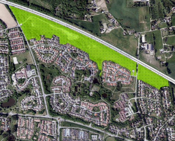 En kartbild över delar av Svedala tätort.