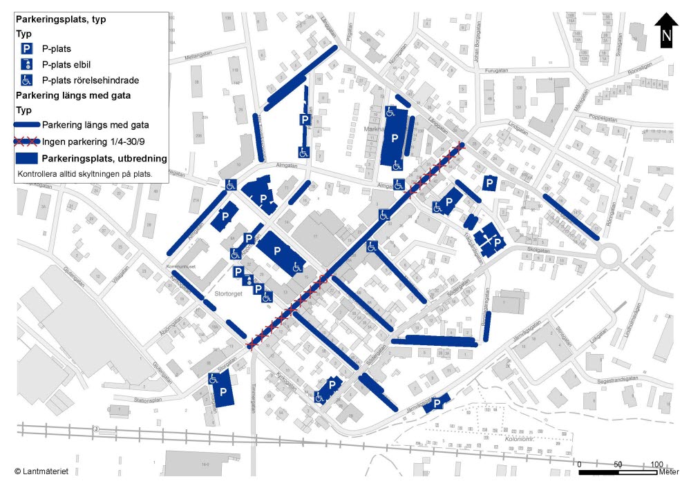 karta över parkeringar i Svedala kommun