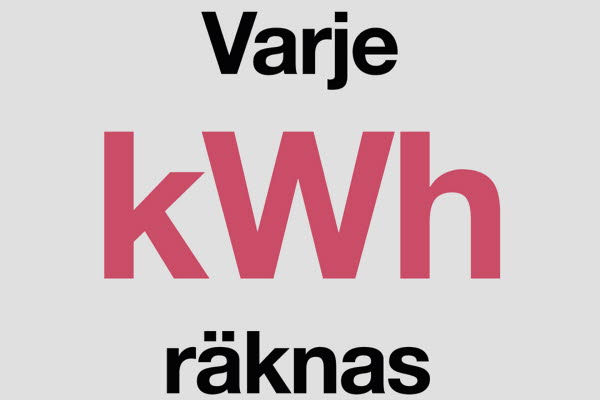 Affisch med texten "Varje kWh räknas", illustration.
