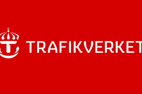 Trafikverkets logotyp - en röd rektangel med vit text "Trafikverket i mitten.