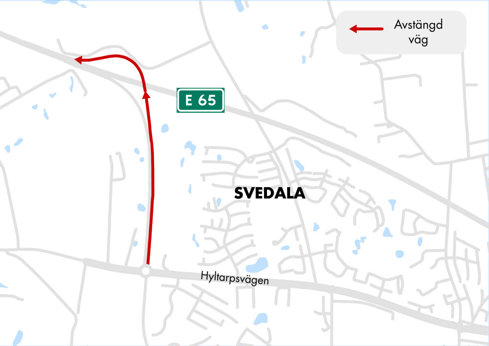 Karta som visar avstäningen av påfarten på Västra Infarten. Illustration